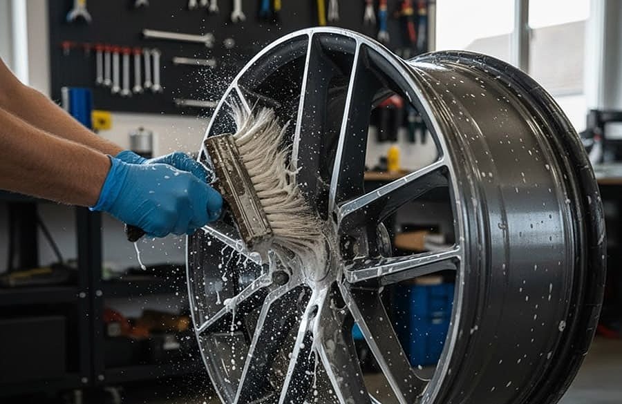 мойка и очистка колесного диска перед покраской