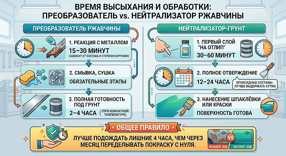 сколько сохнет преобразователь ржавчины