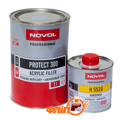 Novol PROTECT 300 MS 4+1 грунт акриловый серый 1л фото